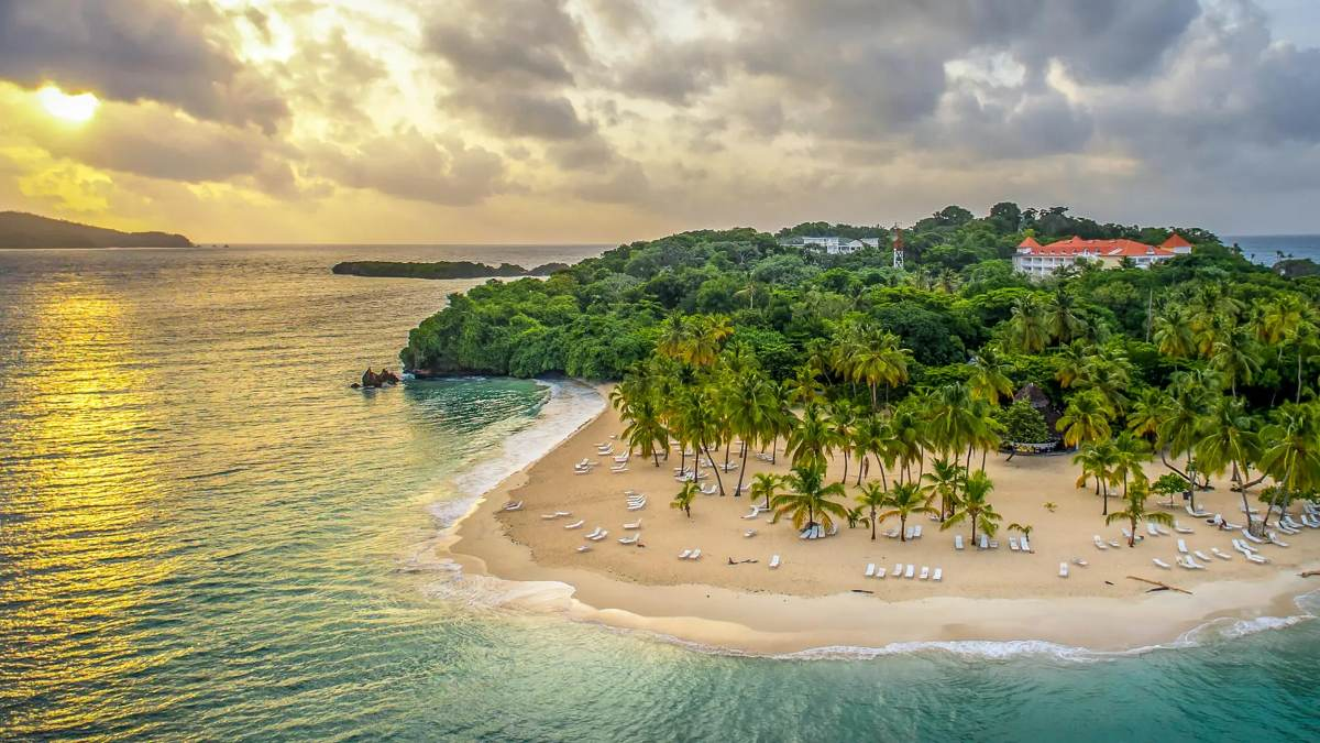 Eastern Caribbean beach at sunset