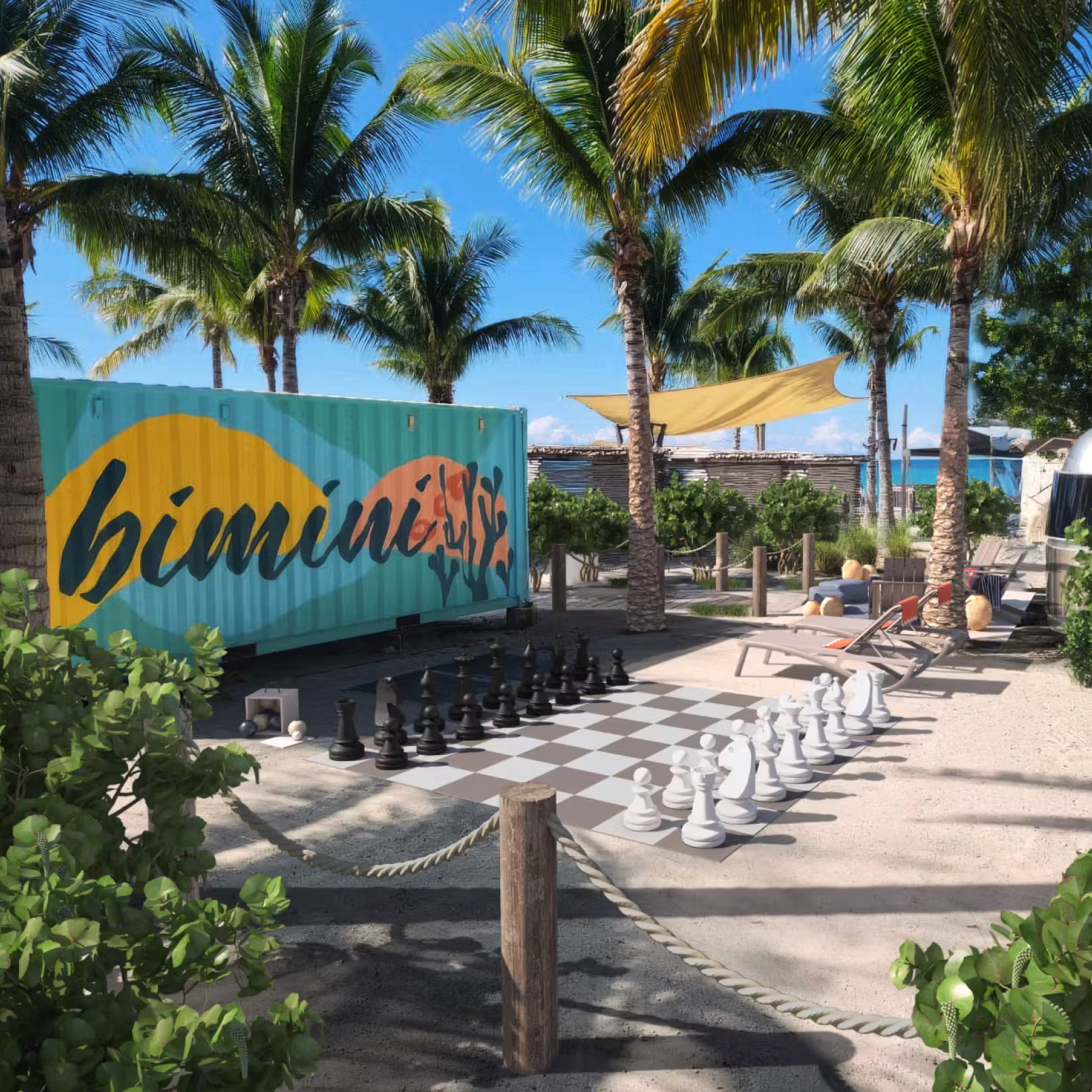 Bimini beach club chess lawn