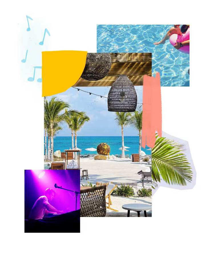 Beach club lounge collage